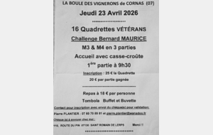 IL RESTE 2 PLACE POUR LE CHALLENGE BERNARD MAURICE