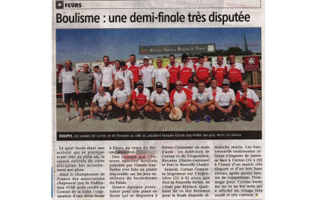 La Boule des Vignerons de CORNAS dans la presse locale de FEURS !!
