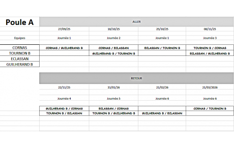 Calendrier des rencontres A.S. 2025/2026 pour la boule des vignerons