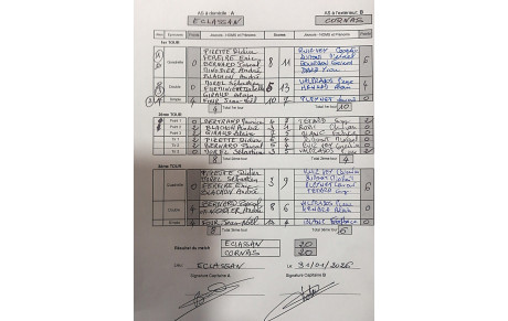 CHAMPIONNAT DES A.S 3/4 DIVISION 2025/2026 5ème Journée feuille de match Eclassan - Cornas